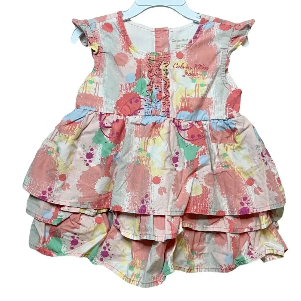 Calvin Klein Jeans Multi-Color Tiered Dress in Size Kids Size 4T - Picture 2 of 9